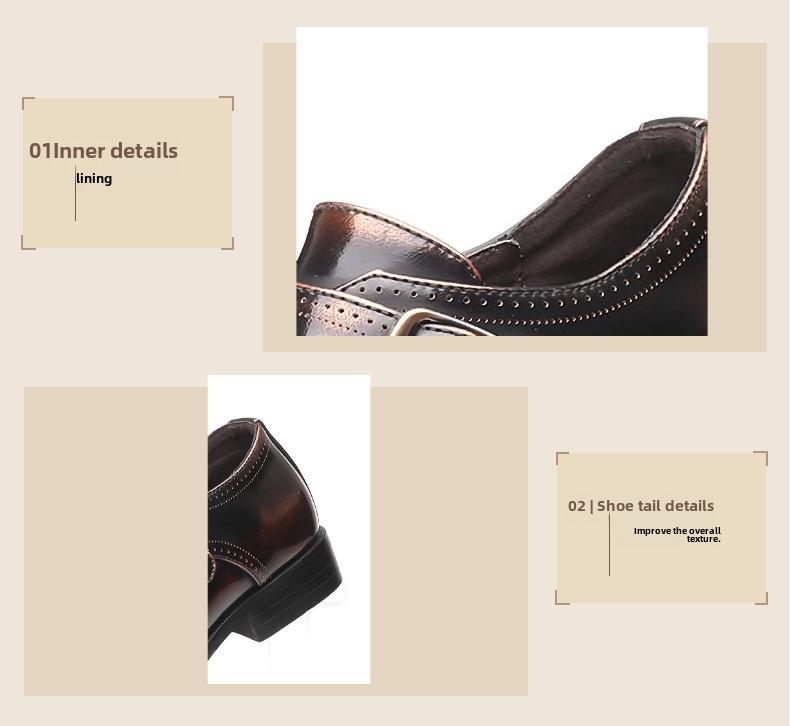 2025 Men's Pointed Toe Buckle Low-Heel Leather Shoes - Large Size Gentleman Style