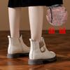 White short boots for women, new spring and autumn single boots, thick-soled Martin boots, cigarette boots, autumn and winter velvet Chelsea boots.