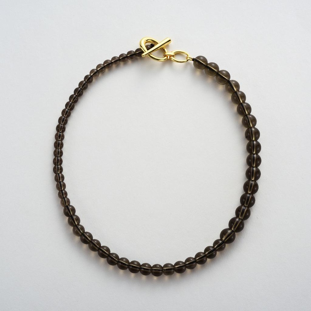 Autumn And Winter New Brown Glass Beaded Ot Buckle Collarbone Chain Fashion Commuting Must Enter Niche Fashion Simple Necklace Women
