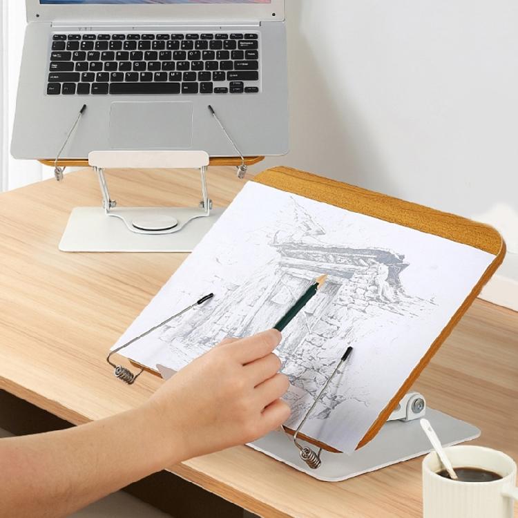 Wood Book Holder Bookstand with Page Paper Clip for Student Kid Textbook
