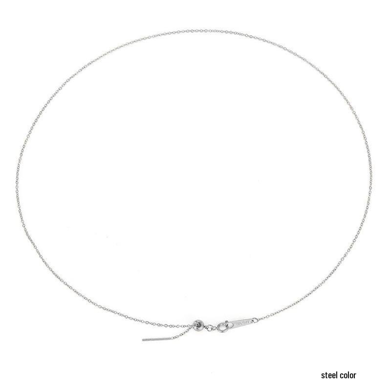 Adjustable Gold Stainless Steel Clavicle Necklace - Versatile European & American Style for Women