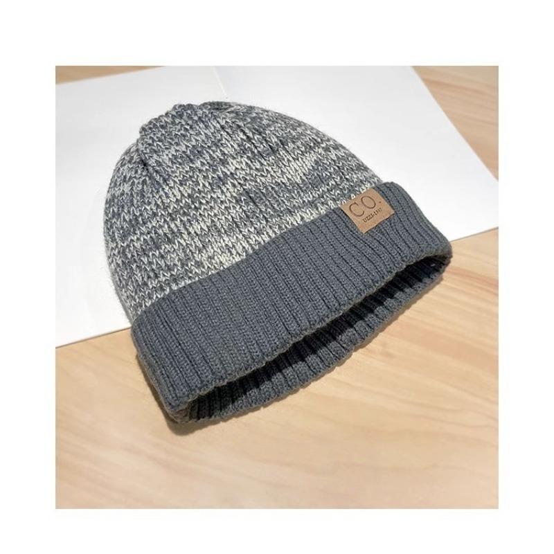 Cold Hat Letter Mark Men Korean Style Knitted Wool Hat Women Autumn and Winter Plus Velvet Thickened Ear Protection Head Hat
