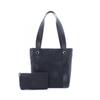 Used Logo Mania Tote Bag Canvas Leather Black Used Women