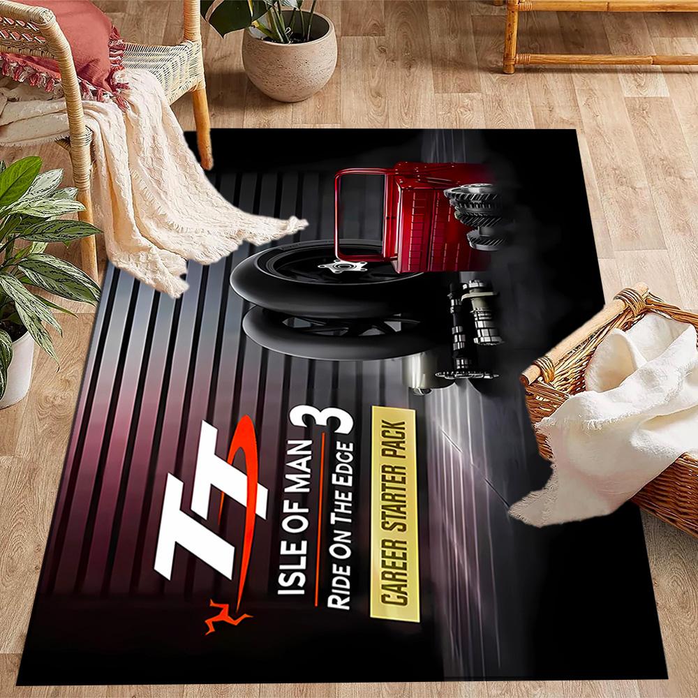 Isle Of Man Tt Course Map Themed Anti-Slip Rugs - Polyester Home Decor, Suitable for Bedrooms, Living Rooms, Doorways, Studios, and Decorations