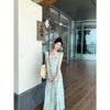 Sweet small flying sleeves floral dress gentle wind dress women's summer niche temperament slim ruffle edge a word long dress