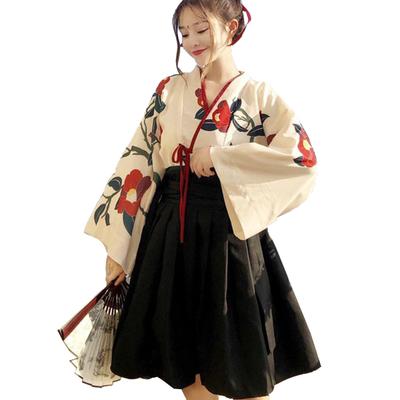 Taisho Romanze Hakama Cosplay Kimono Japanische Kleidung Lolita Schulfest Halloween Kurze Länge M [sac taske] (Schwarze Größe)
