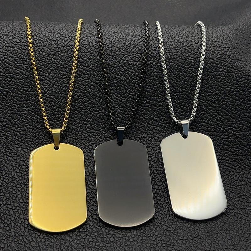 Stainless Steel Pendant Blank Military Brand Necklace Laser Engraving Titanium Steel Necklace