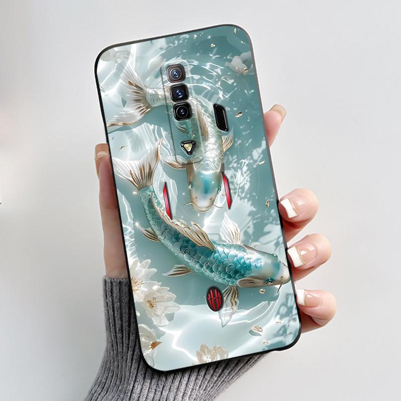 Per Custodia Red Magic 7 NX679J Per Nubia Red Magic 7S Cover Posteriore Carino Coniglio Amore Nero Morbido TPU Custodia per Telefono Per RedMagic 7 7S Guscio