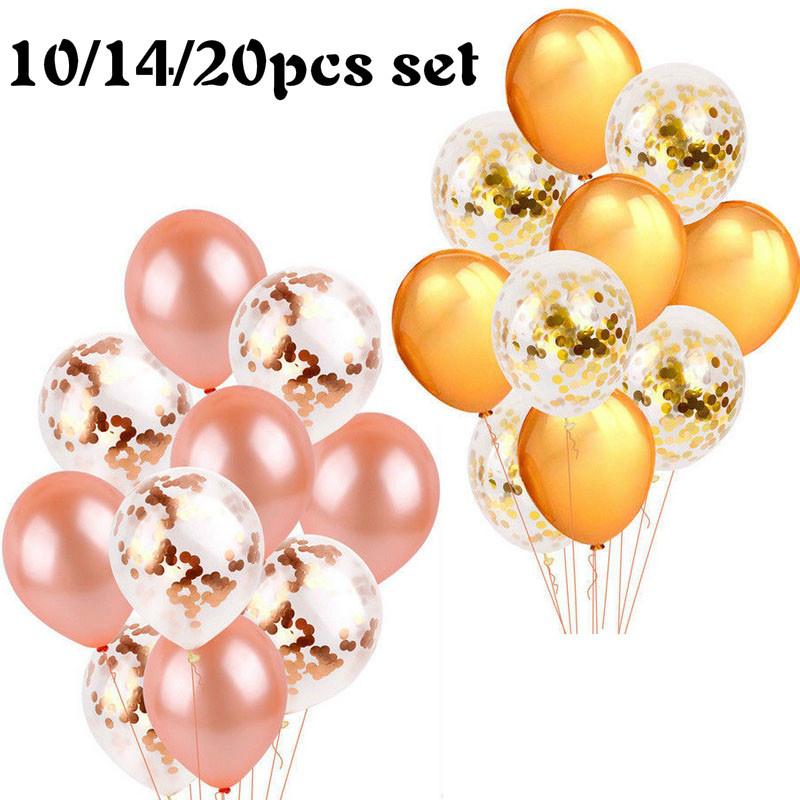 10/14/20pcs Rose Gold Party Confetti Sequin Balloon Accessories Heart Ballons