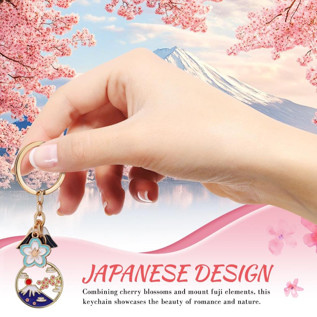 [FOMIYES] 5-Piece Set - Mount Fuji & Cherry Blossom Keychain, Key Ornament, Accessory for Car or Backpack