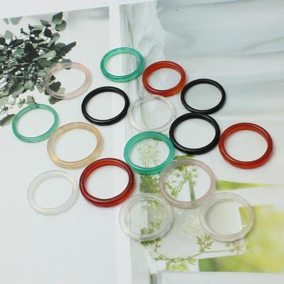 Unisex Brazilian Agate Jade Chalcedony Running Ring Band (18-20MM) - Couple's Finger Accessory.