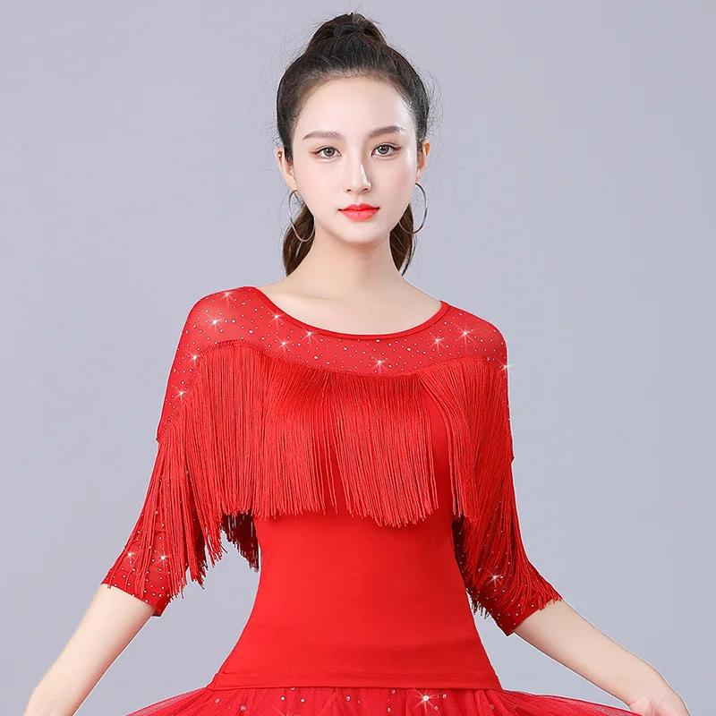 Střapec Moderní Taneční Top Dámské Oblečení pro Čtvercový Tanec Večerní Šaty Gitba Národní Standardní Společenský Tanec Samba Latinský Tanec