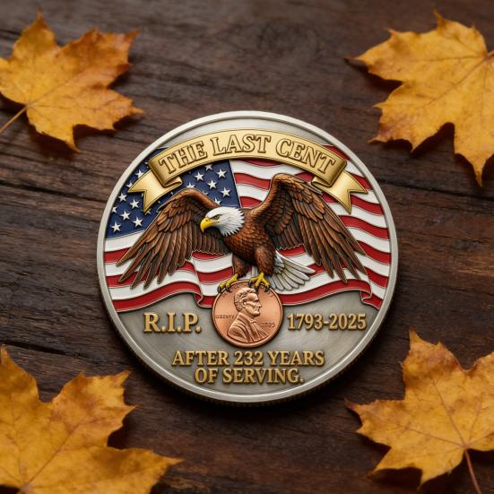1/2/3/4/5Pcs The Last Cent Collectible Coin American Flag Eagle Final Cent Souvenir Coin Memorial Token History Buffs Collectors Enthusiasts Keepsake
