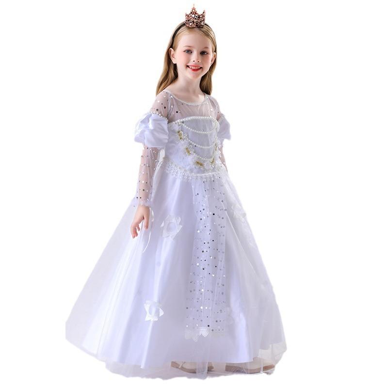 Costum Regina Albă de Halloween Costum de petrecere mascată Rochie de regină pentru copii