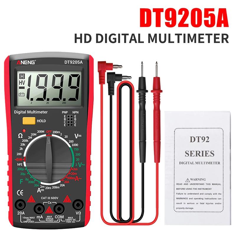 

DT9205A Digital Multimeter True RMS Professional /DC Current Tester Capacitor Voltage Meter Detector Tools червоний