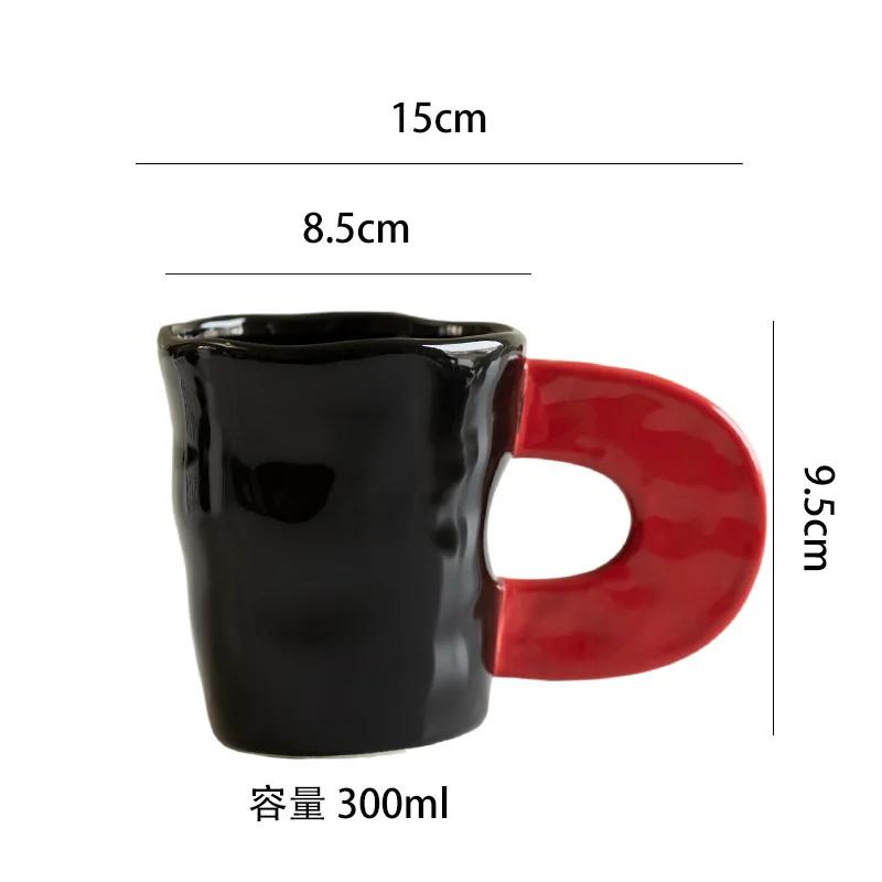 

Personality Contrasting Ceramic Mug Office Cups Couple Water Glasses Milk Tea Cups Milk Mug Breakfast Cup Juice Cup Teacup 301-400ml