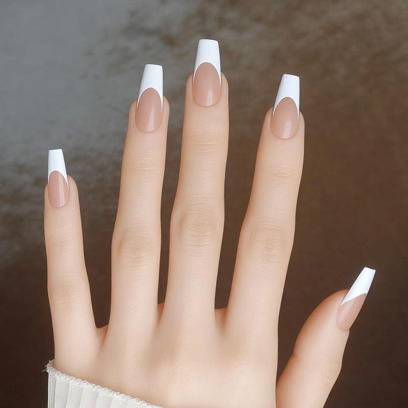 

30Pcs French Ballet Fake Nail Fashion Press On Quick Extension Wearable False Nails Natural Full Cover Nail Tips Manicure Art one size