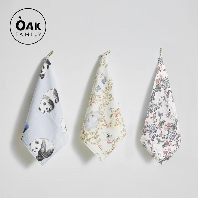 OAK FAMILY Newborn Pure Cotton Gauze Drool & Face Towel (3-Pack) OS