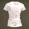 Women V Neck Short Sleeve T Shirt with Floral Print Casual Loose Fit Lightweight Top for Daily Wear Office or Travel