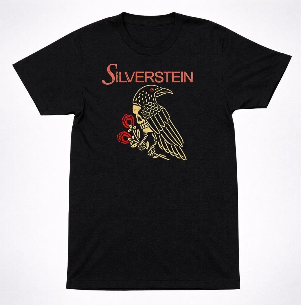 

Silverstein Raven Skull Roses Black T-Shirt Emo Post Hardcore Band Tee M