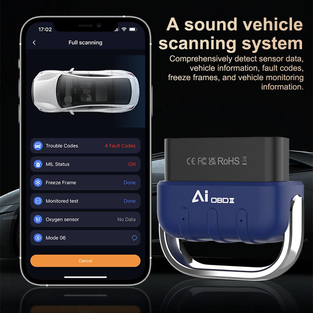 Car Diagnostic Tool Fault Code Clearing DA200 Bluetooth Compatible Car Battery Oxygen Sensor Detector Code Reader AI OBD 2 Scanner