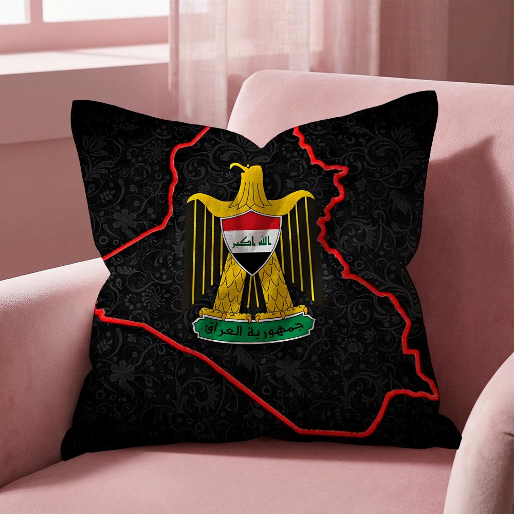 I-Iraqi Iraq National Flag Cushion Cover Multi-Scene Pillow Cover for Home & Car - Reversible, Soft & Durable for Daily Use