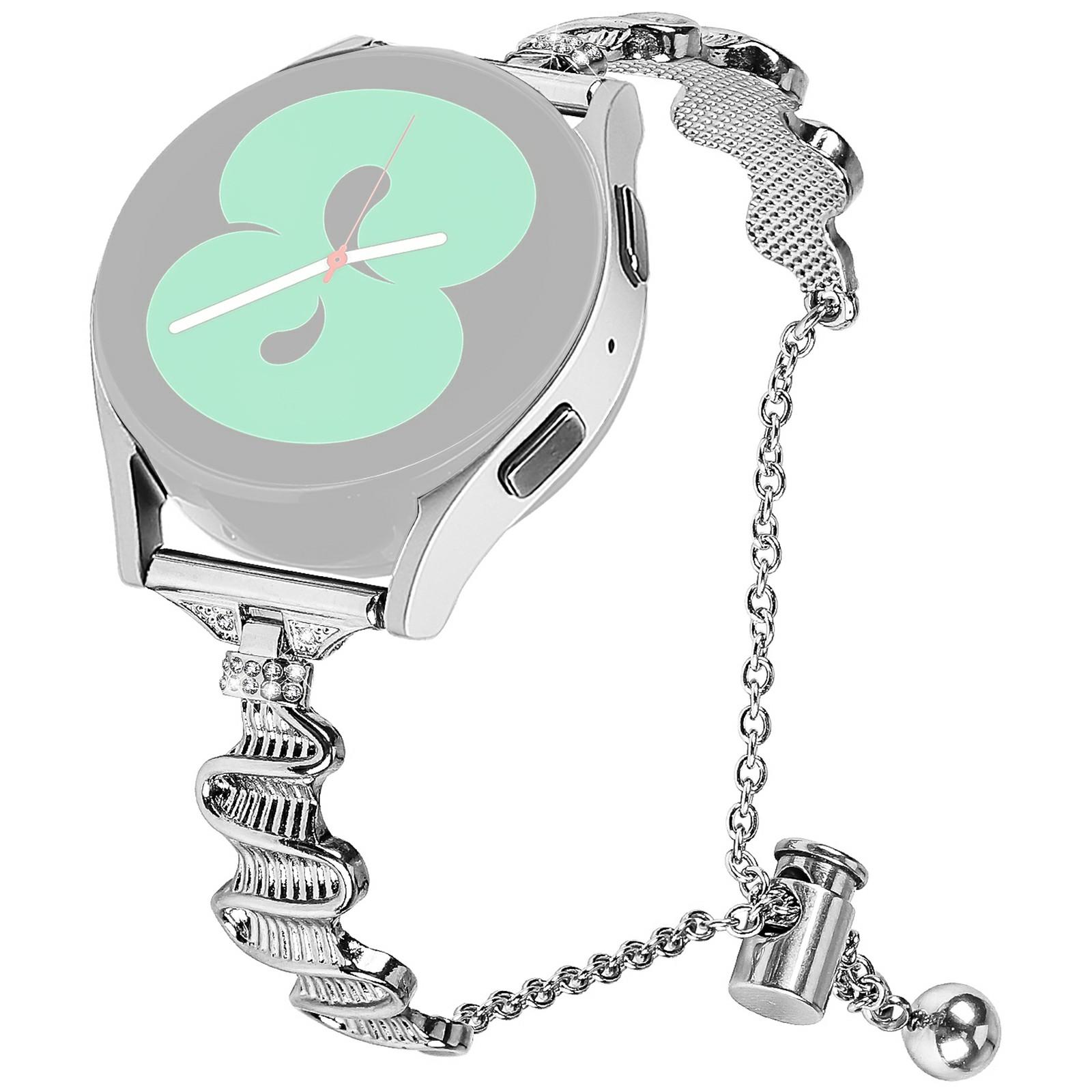 

Для Samsung Galaxy Watch7 44мм/40мм Ремешок с волнистой текстурой Металлический ремешок для часов из сплава Блестящий браслет Silver