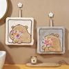 Capybara Cartoon Coral Fleece Hand Towel - Thick, Absorbent, for Kitchen & Bathroom.