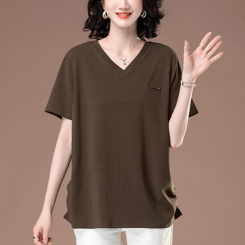 

Женская футболка большого размера свободного кроя однотонная с коротким рукавом летняя XL