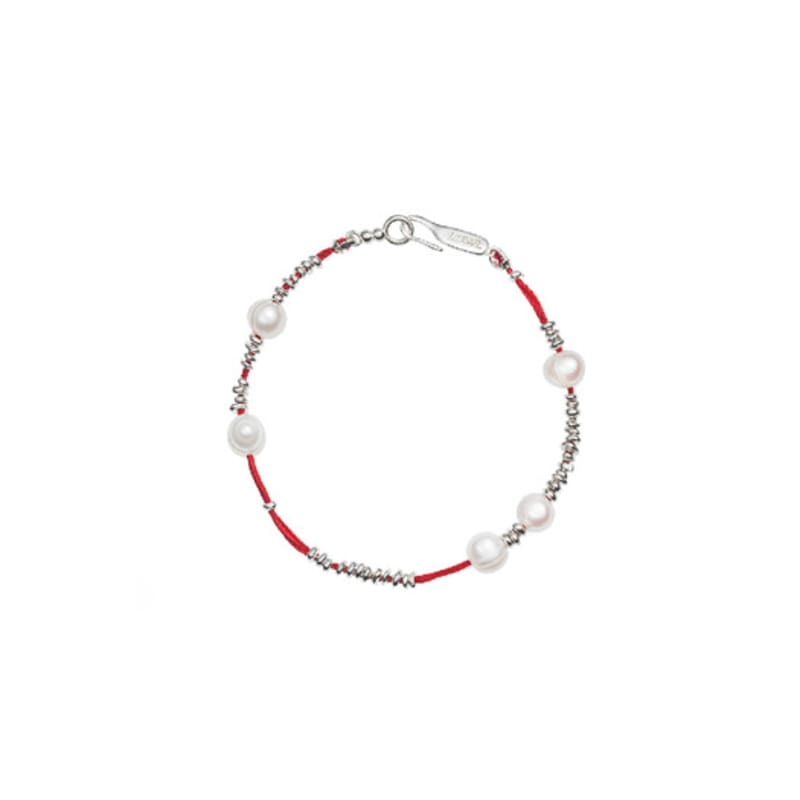 Lowool Red Thread Silver Pearl Bracelet