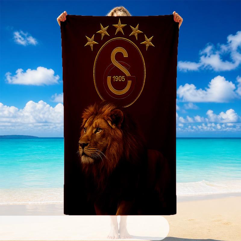 Quick Dry Beach Towel Galatasaray Pattern, Lightweight Absorbent Towel for Pool Beach Vacation Use