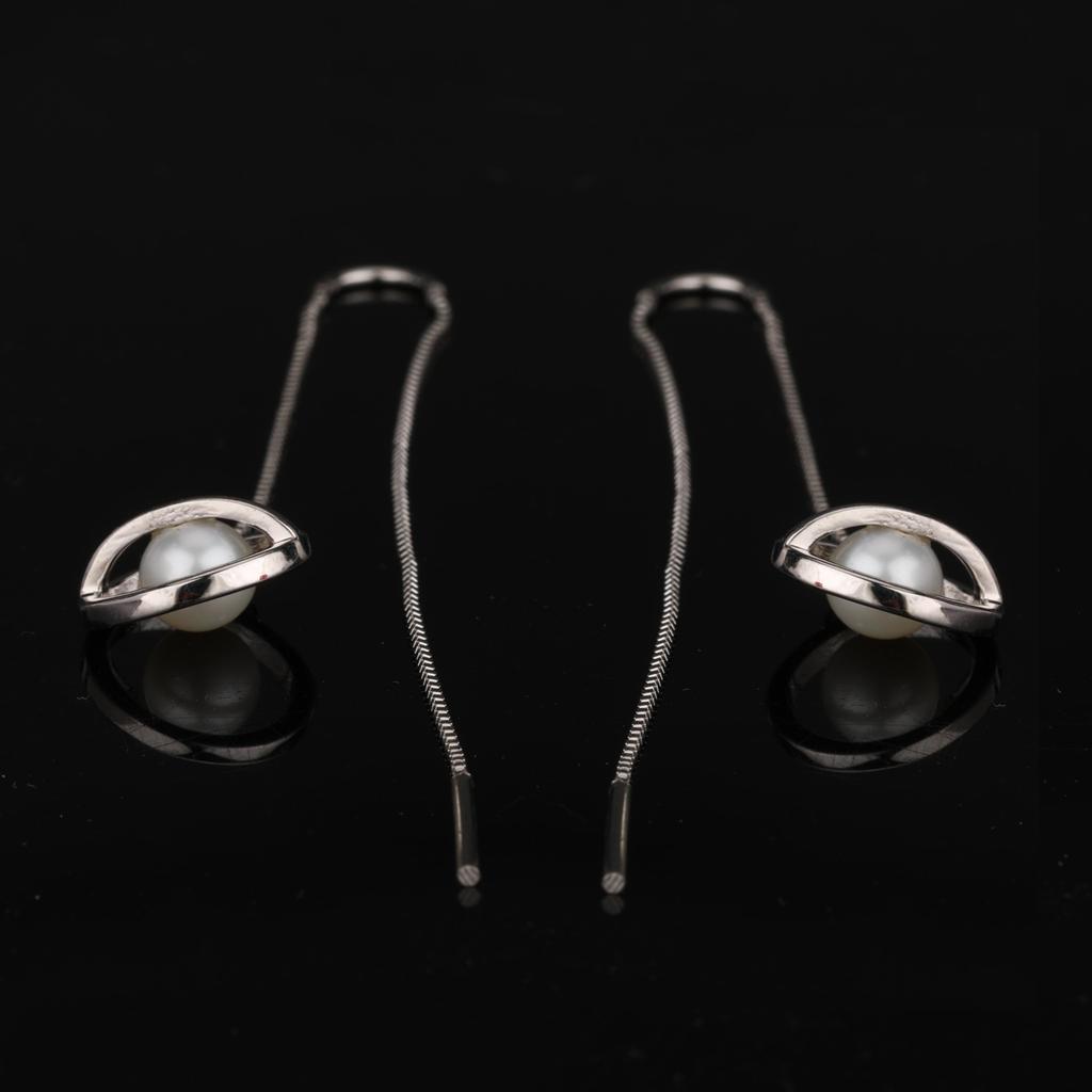 Freshwater Pearl Stud Earrings 925 Sterling Silver Rhodium Jewelry Gift for Her