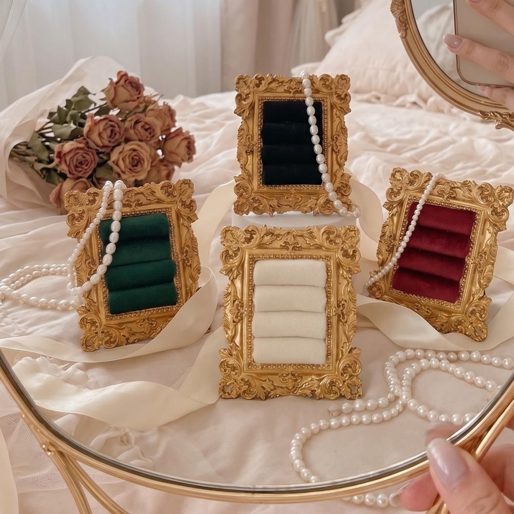 Resin Frame Jewelry Display Stand Velvet Ring Display Stand Photo Frame Earring Holder Daily