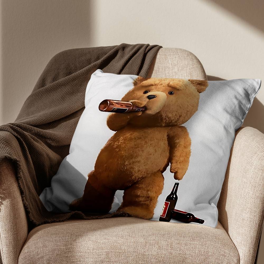 Movie Cute Ted Bear Pillow Case Antidustmite Pillowcase Invisible zipper silky short plush Sofa cushion cover