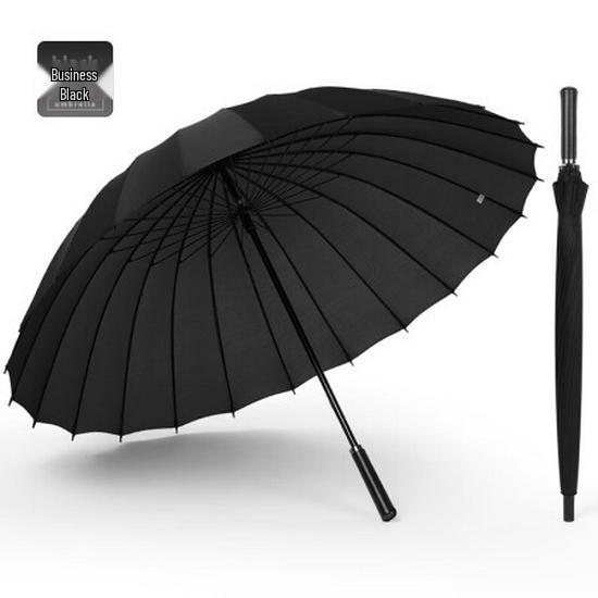Extra-Large Windproof 24-Rib Umbrella - Double-Person Golf Umbrella with Long Handle, Business Design, Ideal for Rainstorms and Colorful Logos.