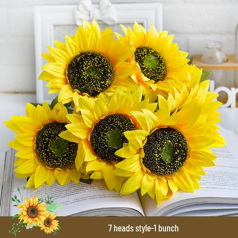 Mini Sunflower Artificial Flower Arrangement for Living Room or Dining Table Decoration