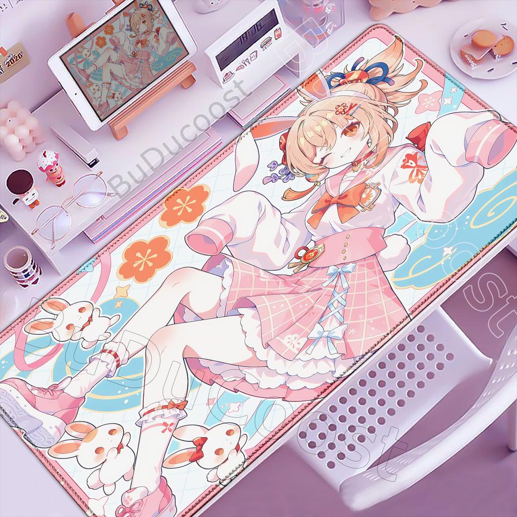 New Cute Genshin Impact Kamisato Ayaka Hu Tao Mousepads Computer Gaming Lock Edge Laptop PC Desk Mat Rubber Keyboard Mouse Pad