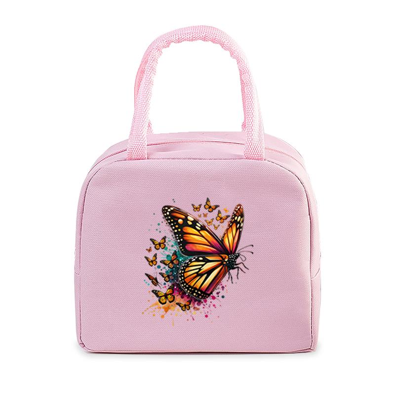 Vintage Butterfly Lunch Bag Student Office Women Men Bento Pouch Aesthetics Butterfly Insulation Portable Picnic Food Lunch Bags