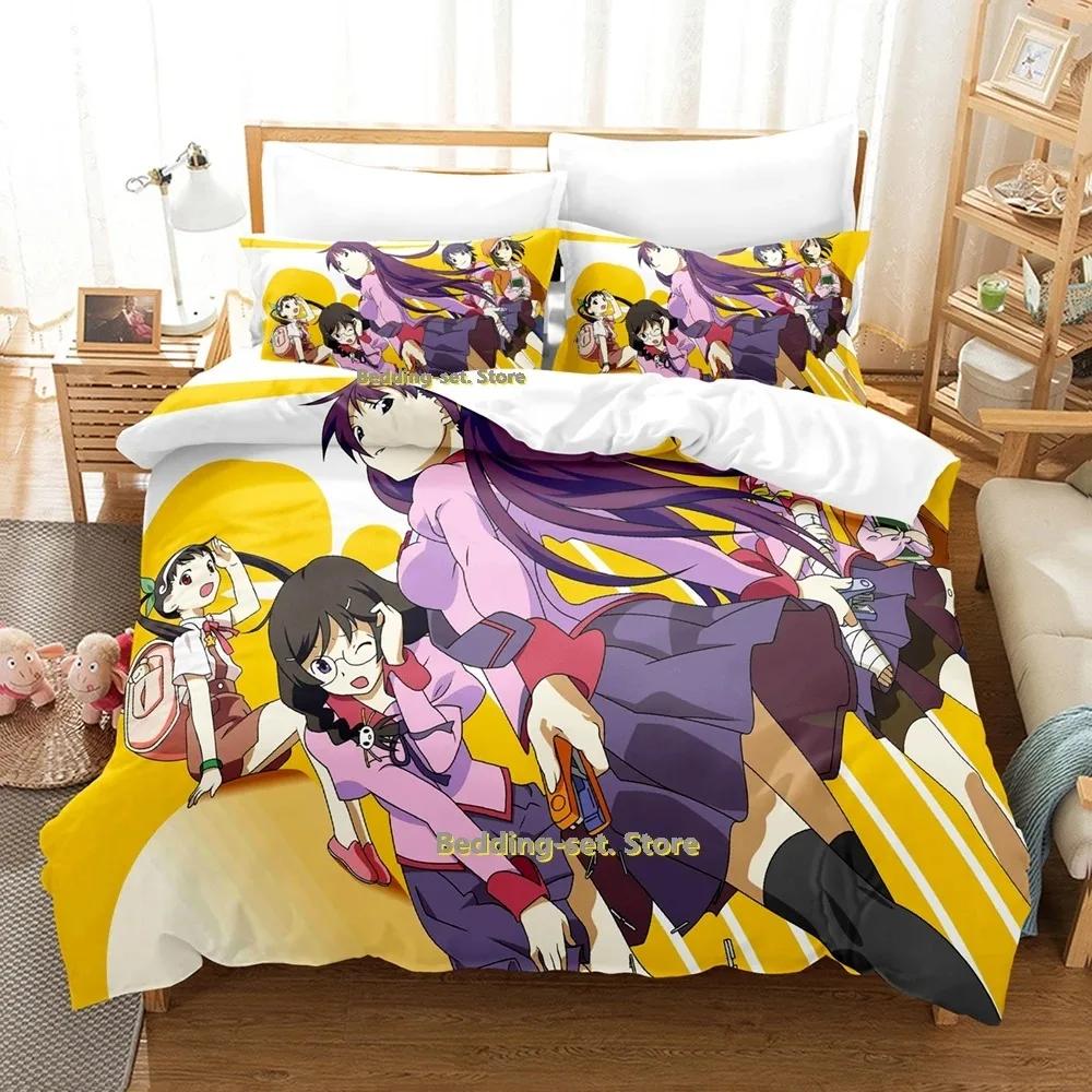 2024 Bakemonogatari Bedding Set Single Twin Full Queen King Size Bed Set Adult Kid Bedroom Duvetcover Sets Anime Bed Sheet Set