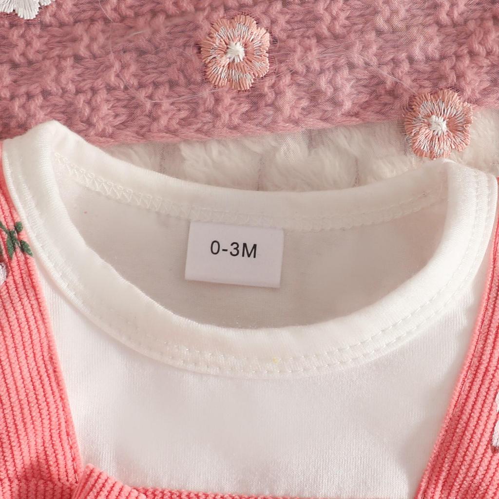Floral Cat Long Sleeve Suspender Bodysuit & Headband for Baby Girls (0-2 Yrs)