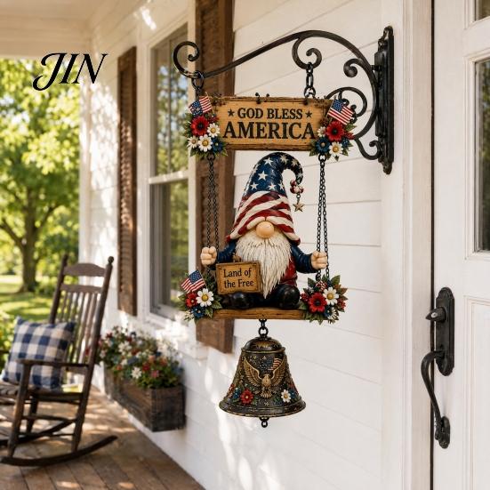 Farmhouse Doorbell Decoration Rustic Garden Gnome Bell, Large Gnomes Welcome Hanging Doorbell, Bell Decor for Front Porch Patio Fence Farmhouse, Gift