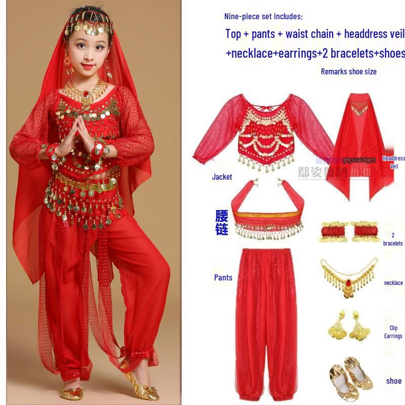 Children's Xinjiang Ethnic Dance Costume for Girls - Toddler Belly Dance Performance Outfit
