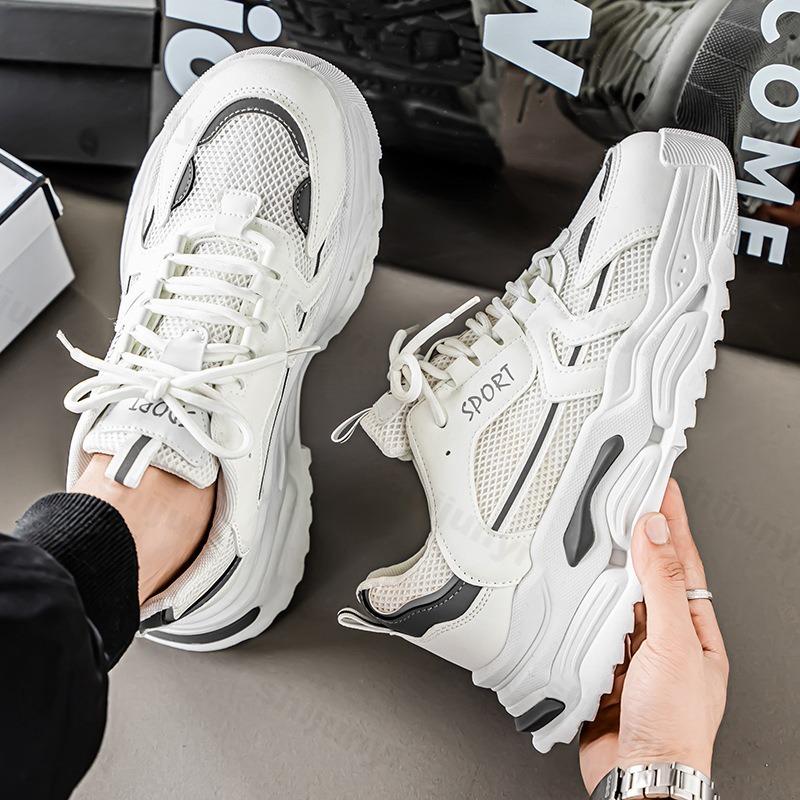 Men Shoes Student Thick Soled Mesh Breathable Casual Sports Shoes Four Seasonal Outdoor Soft Sole Comfort Running Shoes Sneaker