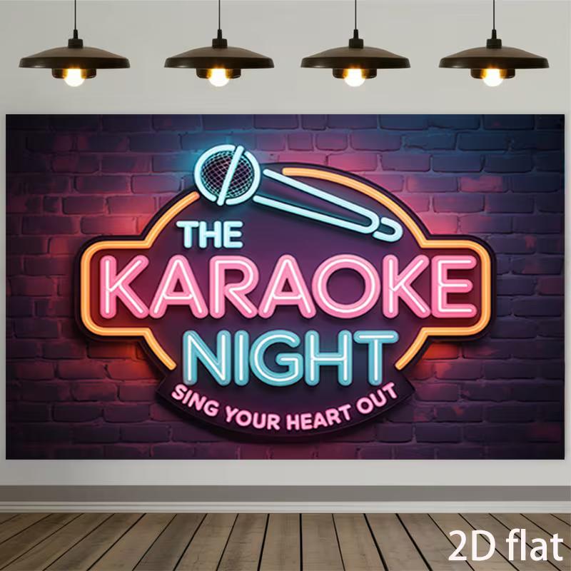 Neon "The Karaoke Night" Backdrop for Birthday & Music Parties