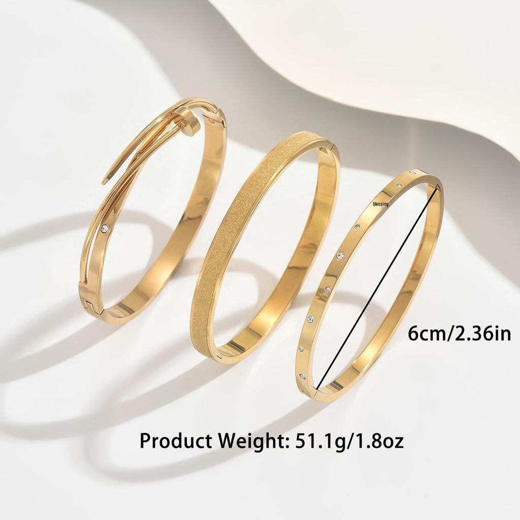 Titanium Steel Diamond Nail Bracelet - Women's Minimalist Fashion, Hot Selling Ladies' Accessories