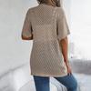 Women's Elegant V Neck Loose Knitted Cardigan Solid Check Sweater Tops for Spring Summer Fashion