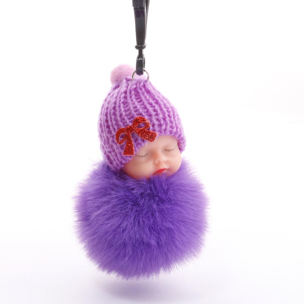 Imitation Rex Rabbit Fur Sleeping Doll Keychain - Cute Sleeping Baby Bag Pendant Gift