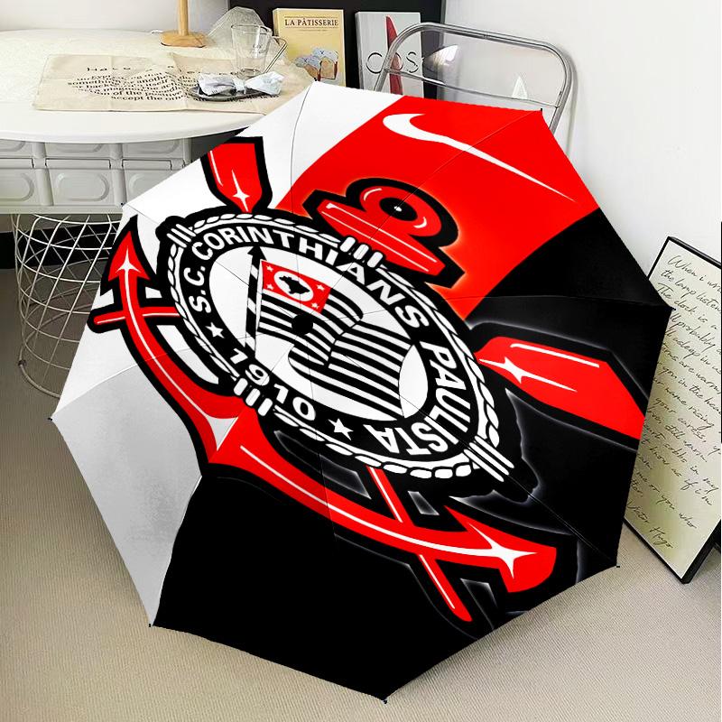 1PC Sport Club Football Crest Printed Umbrella Folding Umbrella, Automatic Umbrella 8-Frame for Travel, Camping Fan Gifts Christmas Gifts