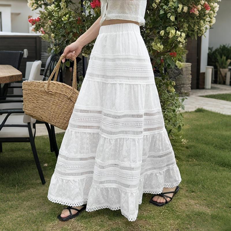 ZANZEA Women Summer Fashion Lace Crochet Patchwork Casual Long Skirts
