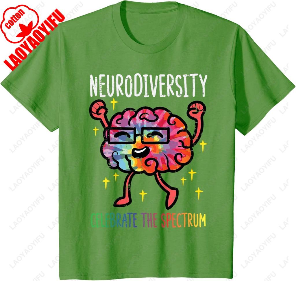 Neurodiversity Brain Autism Awareness ASD ADHD Unisex Women Aesthetic TShirt Summer Unisex Casual Cotton Streetwear Cool Tops